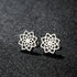 2 Pairs Titanium Steel Black Silver Lotus Mandala Flower Men Women Stud Earrings